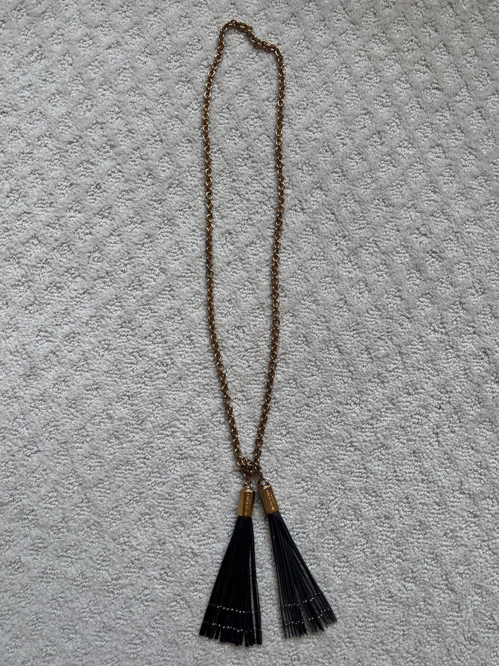 henri bendel Gold and Black Tassel Pendant Necklace